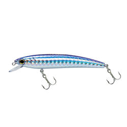 Poisson nageur Pin's minnow 7cm bleu pêche en mer