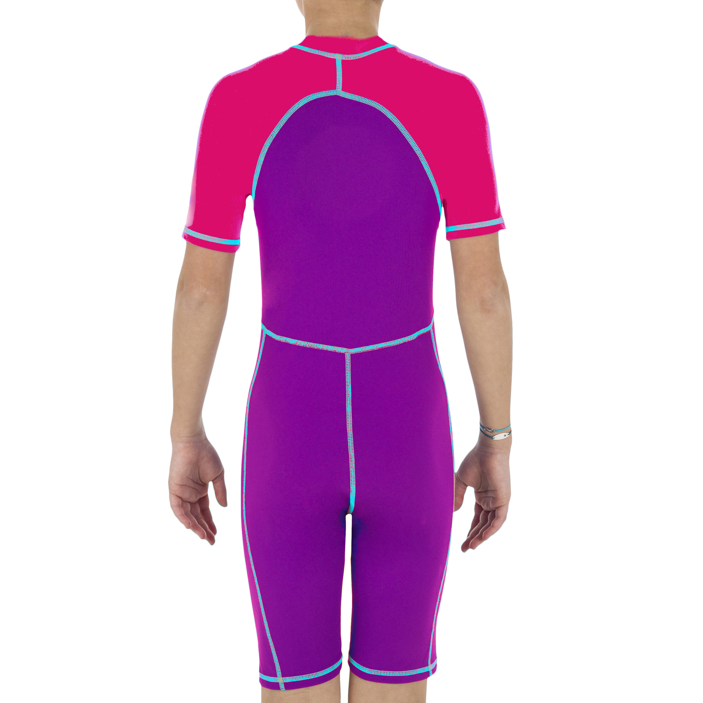 Shorty 100 Girls' Swimming Suit - Pink Purple 2/3