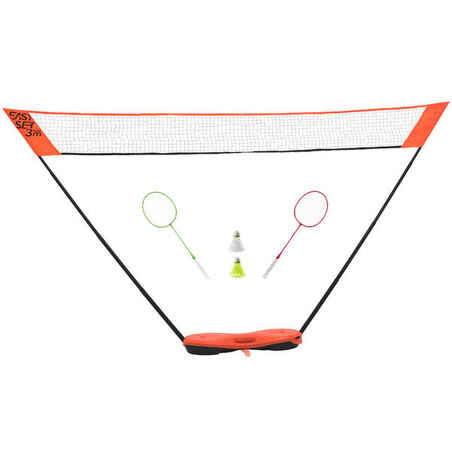 Set za badminton Easy Set mreža 3 m i 2 reketa - narančasti