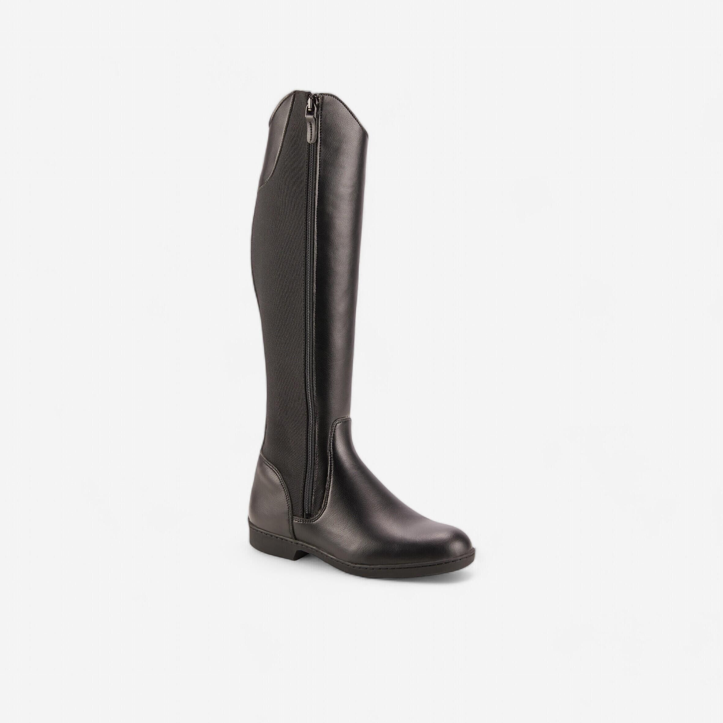 FOUGANZA 500 Warm Adult Horse Riding  Long Boots - Black