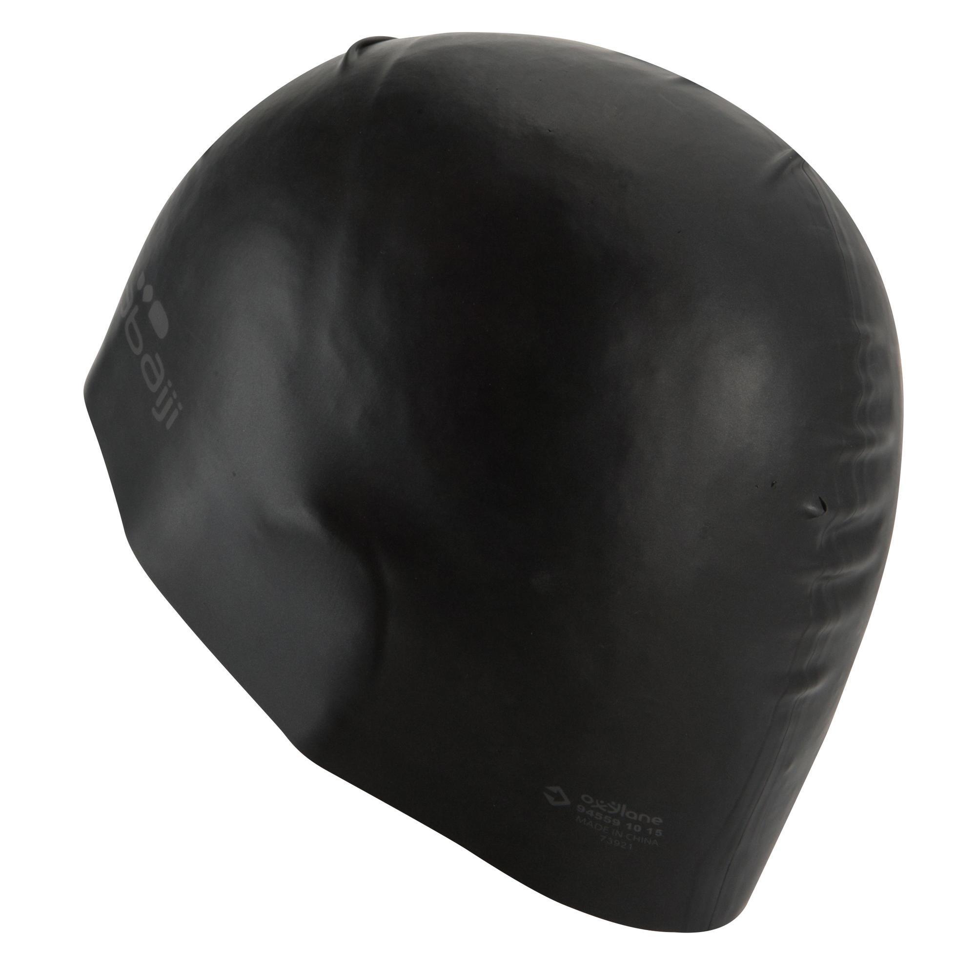 BLACK SILICONE SWIM CAP