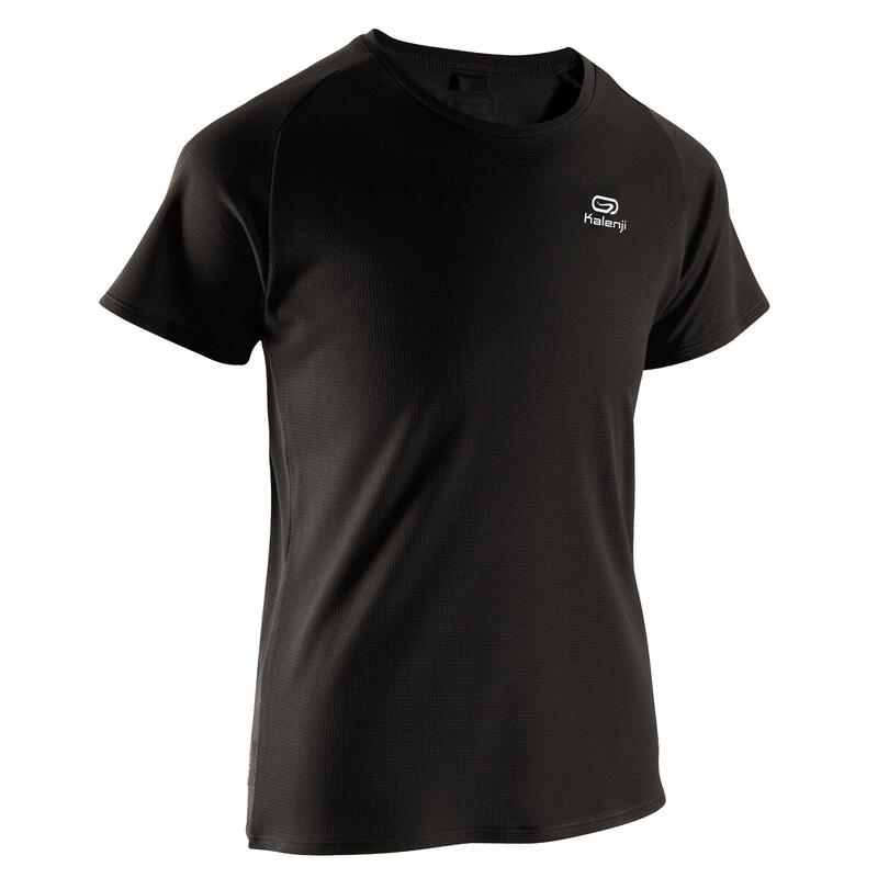 T-shirt voor atletiek kinderen club personaliseerbaar zwart