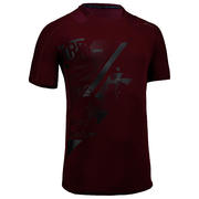 MAJICA KRATKIH RUKAVA ZA KARDIO FITNESS FTS 500 BORDO CRVENA S OTISKOM