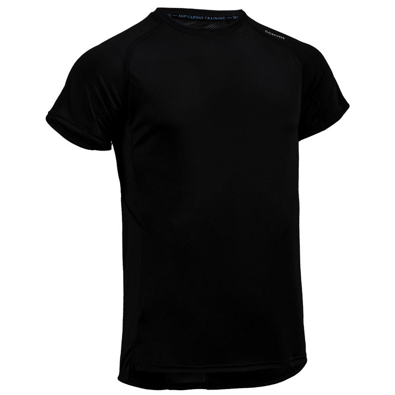 Men's Regular-Fit Rapid Dry Cardio Gym T-Shirt - Plain Black