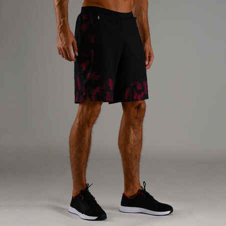 FST 500 Cardio Fitness Shorts - Burgundy/Black AOP