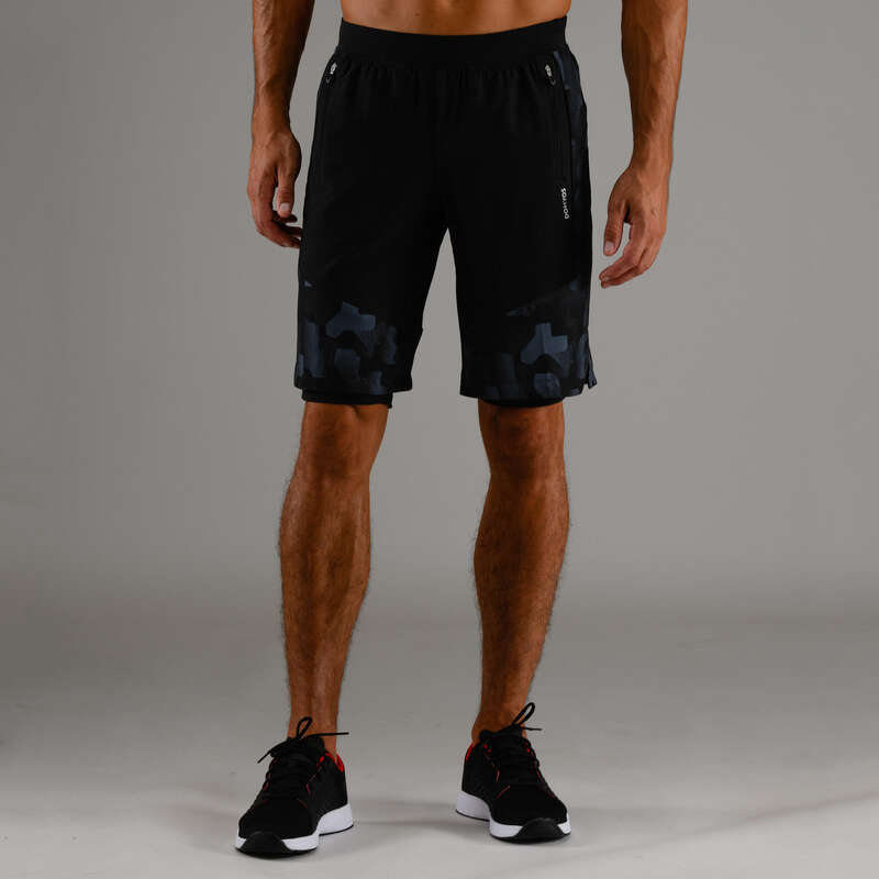 DOMYOS FST 520 Cardio Fitness Shorts - Black AOP | Decathlon