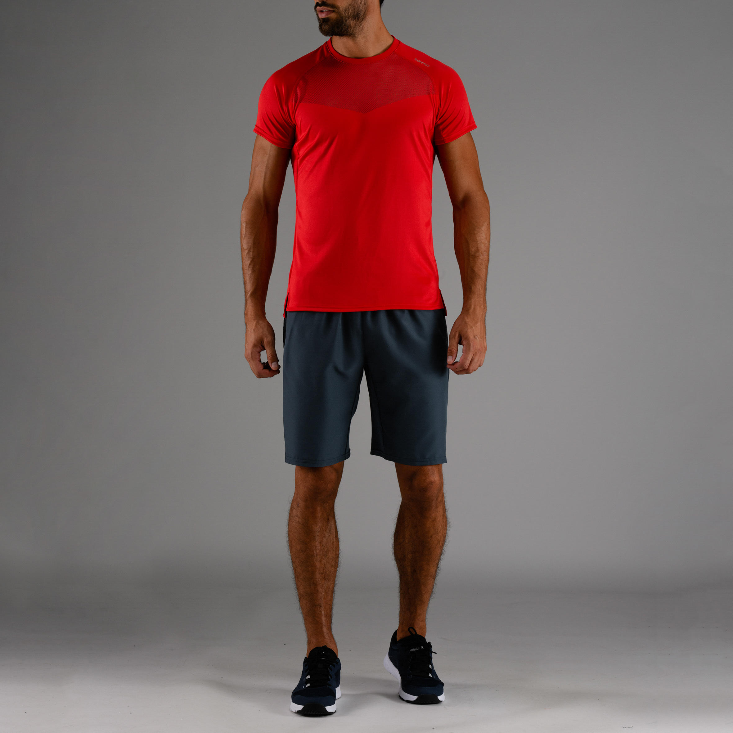 

Men's Zip-Pocket Rapid Dry Cardio Gym Short With Mesh - Blue/Grey