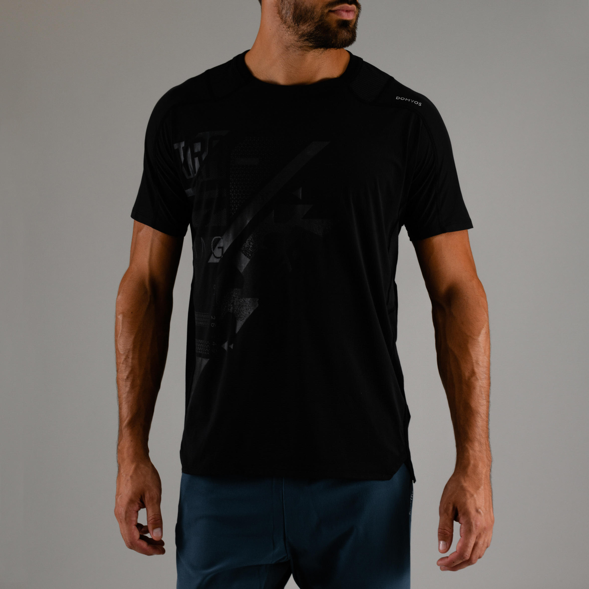 

FTS 500 Cardio Fitness T-Shirt - Black Print