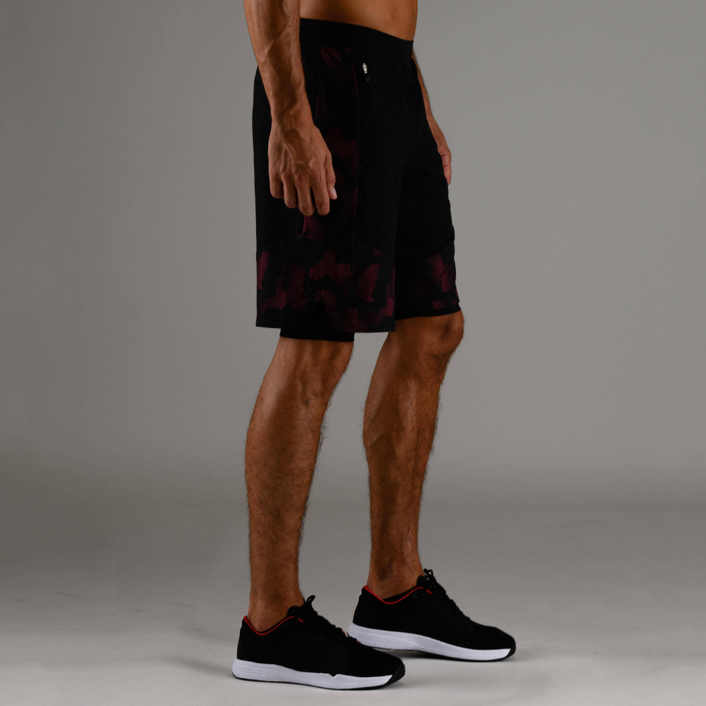 Men's 2-In1 Fitness Shorts - Black -  3