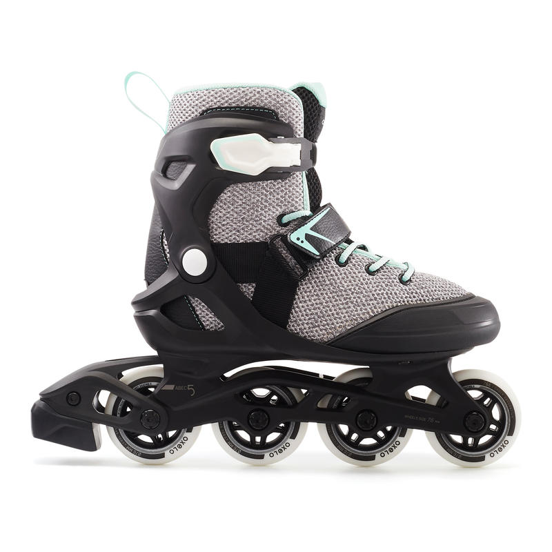 Fit100 Women's Inline Fitness Skates - Grey/Peppermint - Decathlon