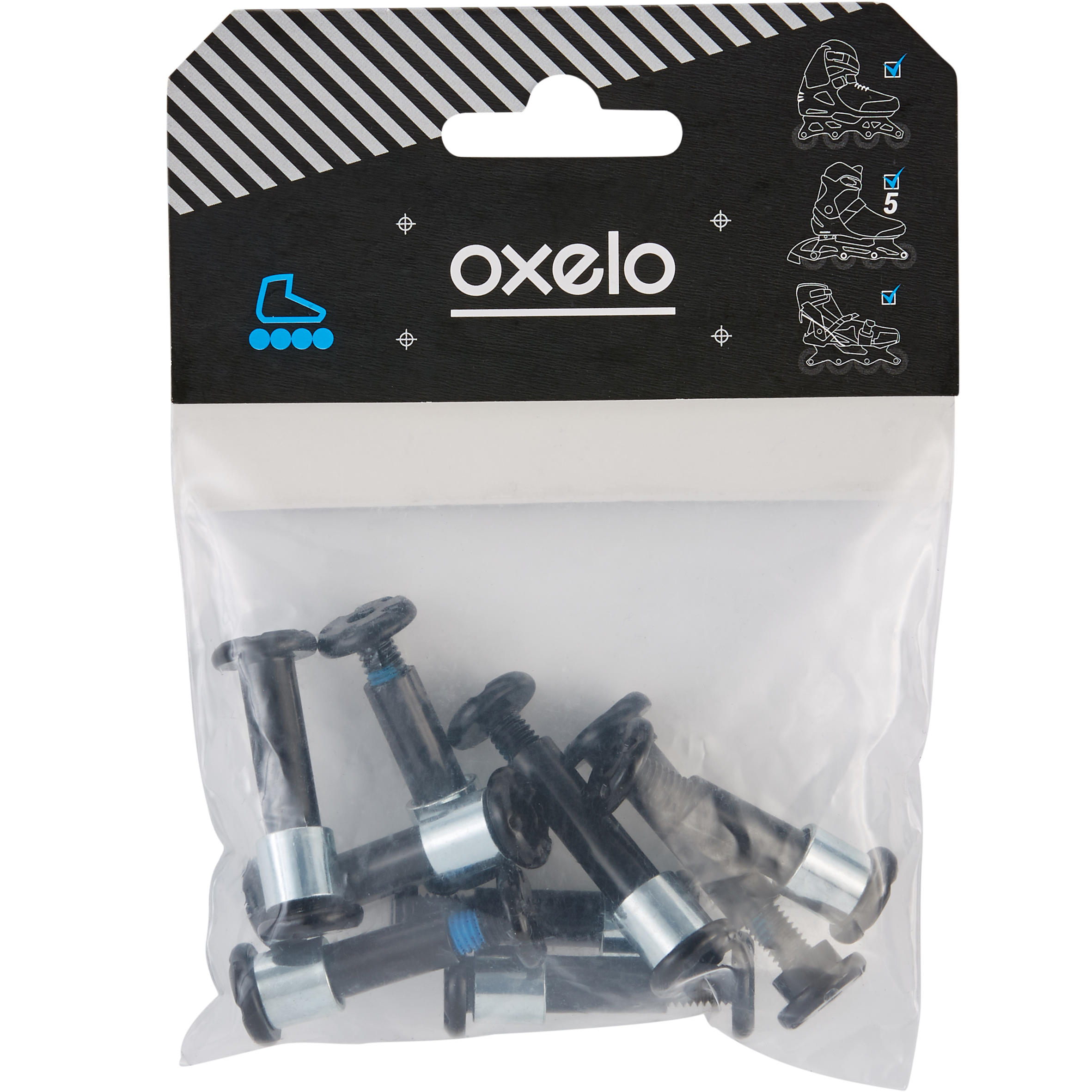 Pack Visserie Roller en Ligne : 8+1 Vis et 8 Entretoises - Platine Alu Axes 8 mm - OXELO