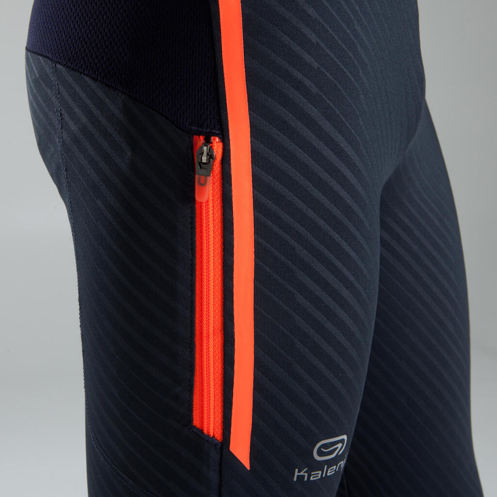 Laufhose 3/4 Tights Kiprun Kinder grau/rot