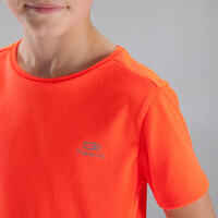 Run Dry children's athletics T-shirt neon red