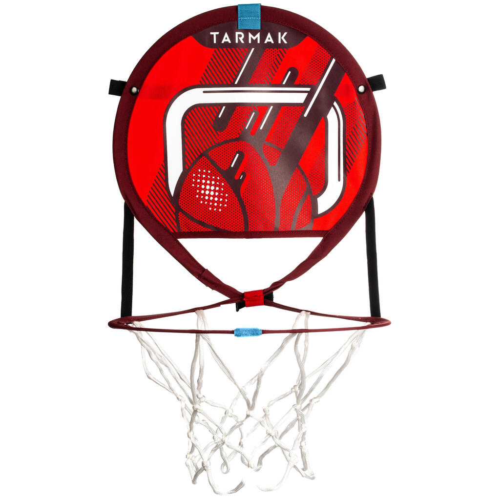 Hoop 100 kids'/adult transportable basketball hoop set with ball - red