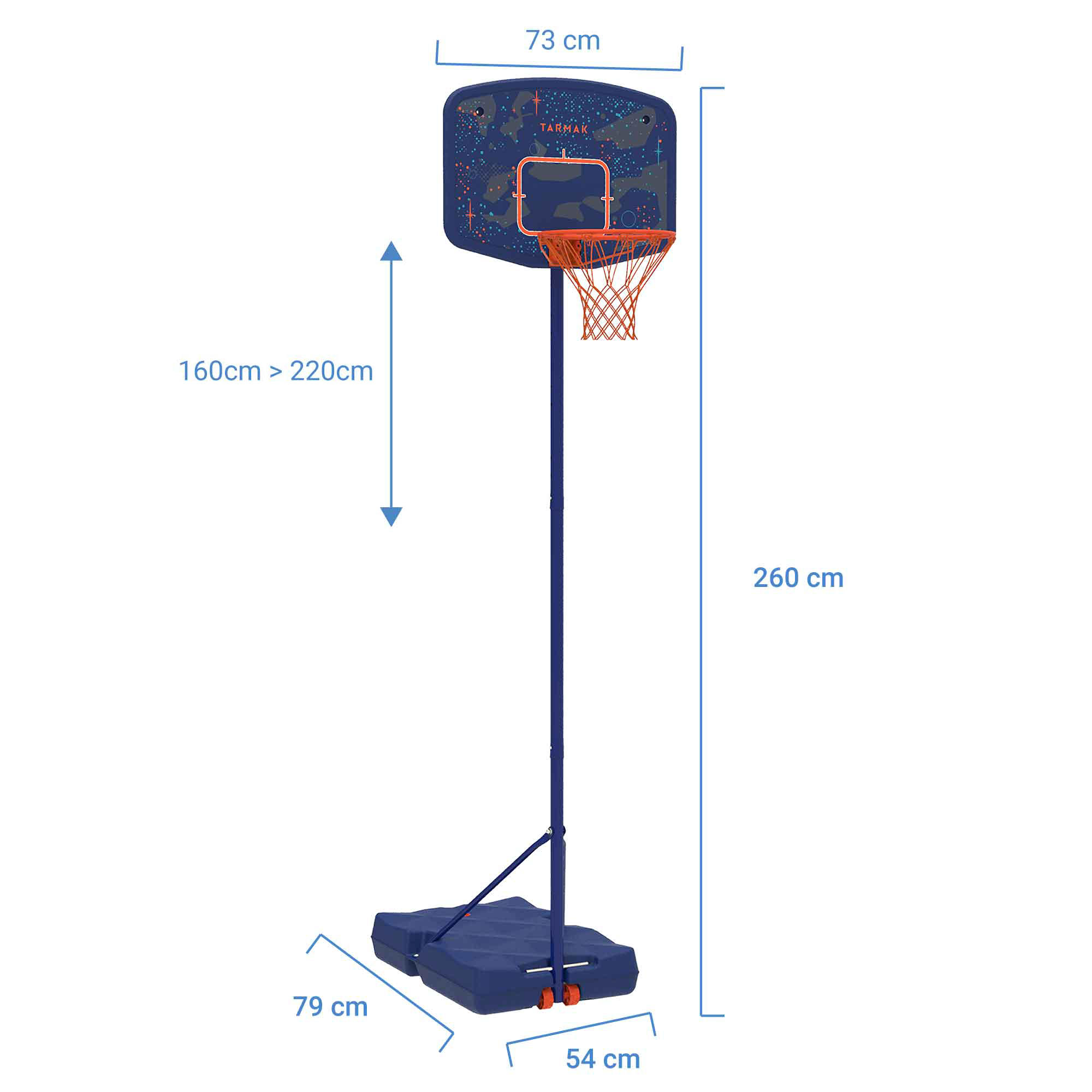 

B200 Easy Kids' Basketball Basket - Space Blue1.6m-2.2m. Up to 10 years. -  By TARMAK | Decathlon