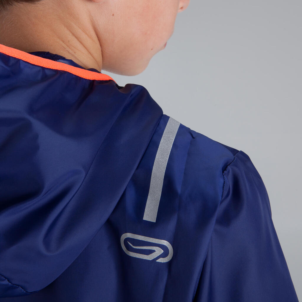 Lauf-Windjacke Leichtathletik Kinder orange/grau
