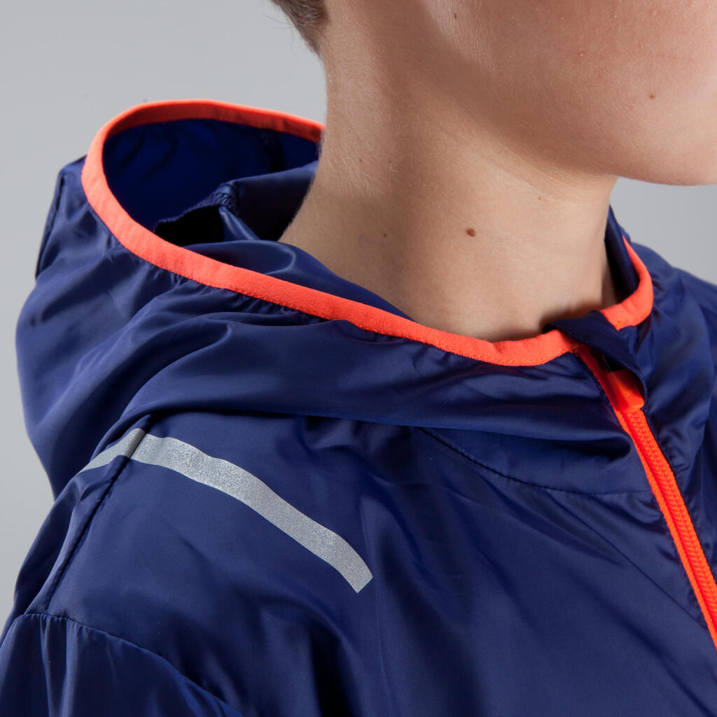 Lauf-Windjacke Leichtathletik Kinder orange/grau