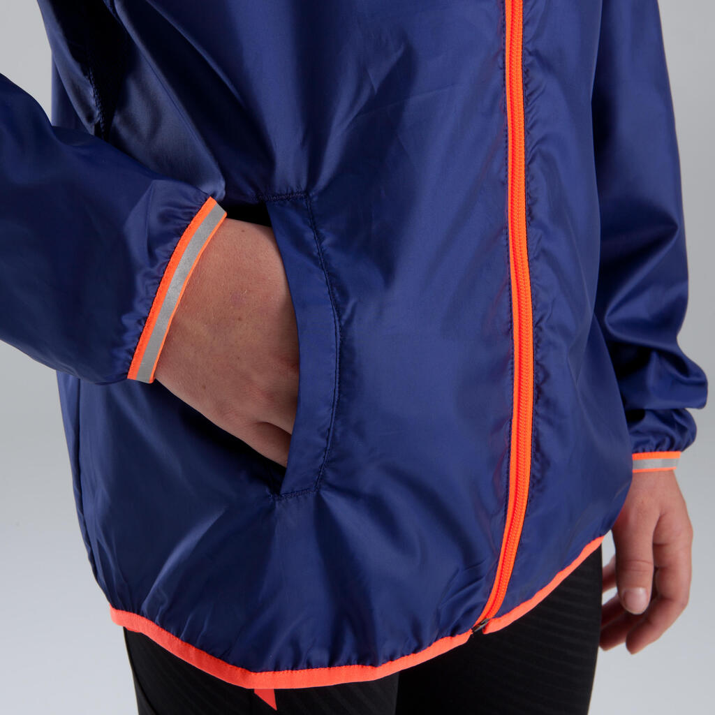 Lauf-Windjacke Leichtathletik Kinder orange/grau