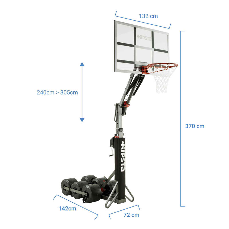 Panier de basket enfant/adulte B900. 2,40m à 3,05m. Se règle et se range en 2mn.