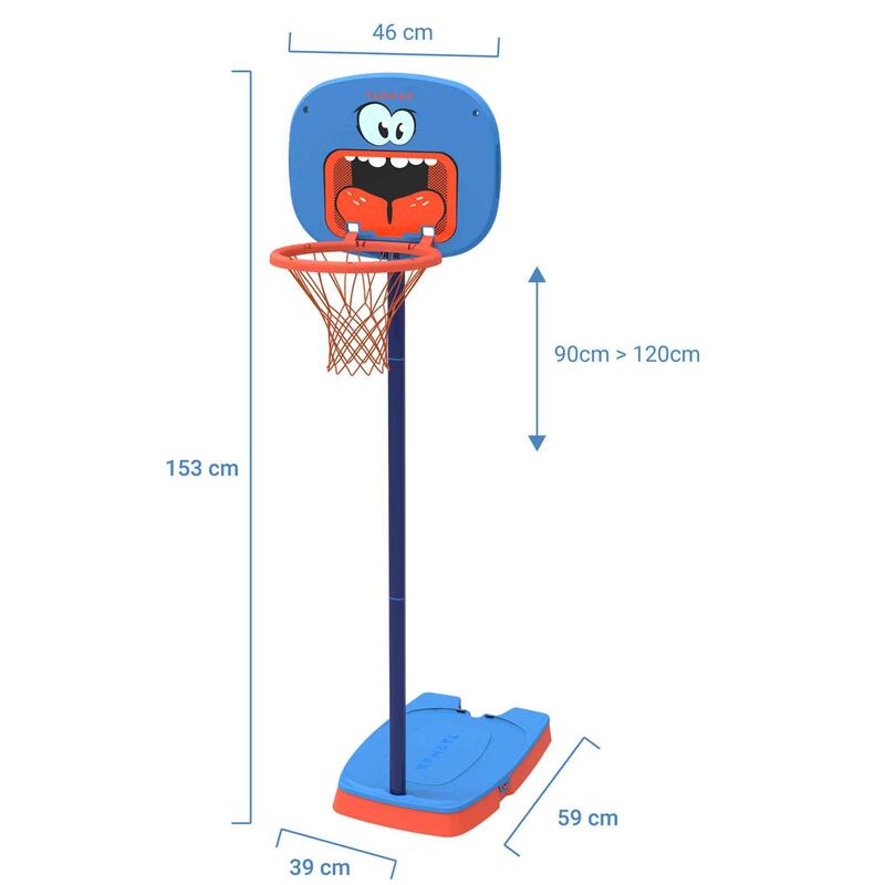 Canasta de baloncesto para niños K100 Monstre azul. 0,9 m a 1,2 m. Hasta 5 años.