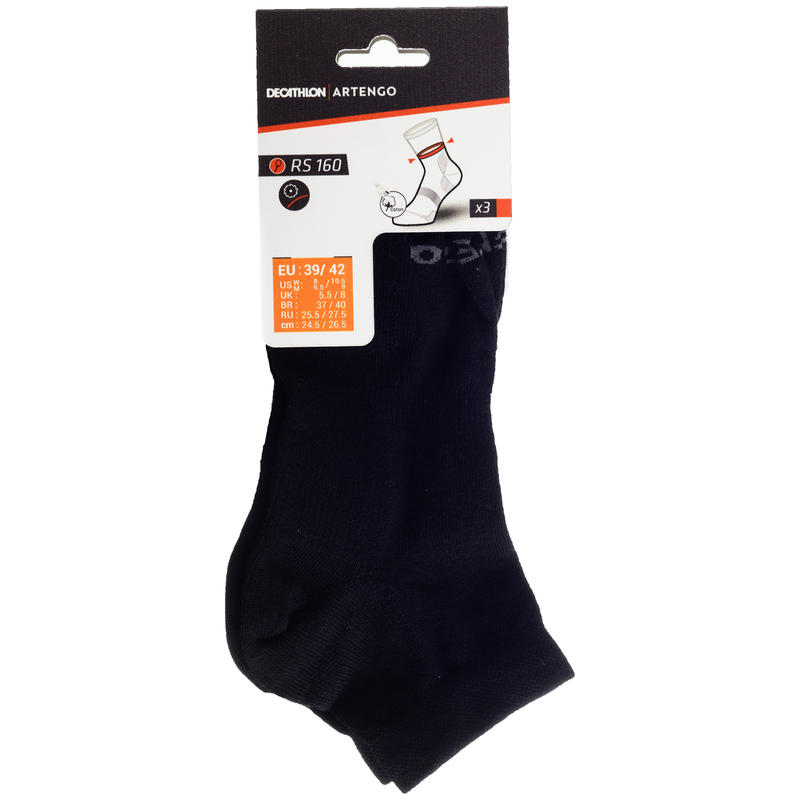 НОСКИ ДЛЯ ТЕННИСА СО СРЕДНЕЙ МАНЖЕТОЙ RS 160 ЧЕРНЫЕ 3 ПАРЫ - Decathlon