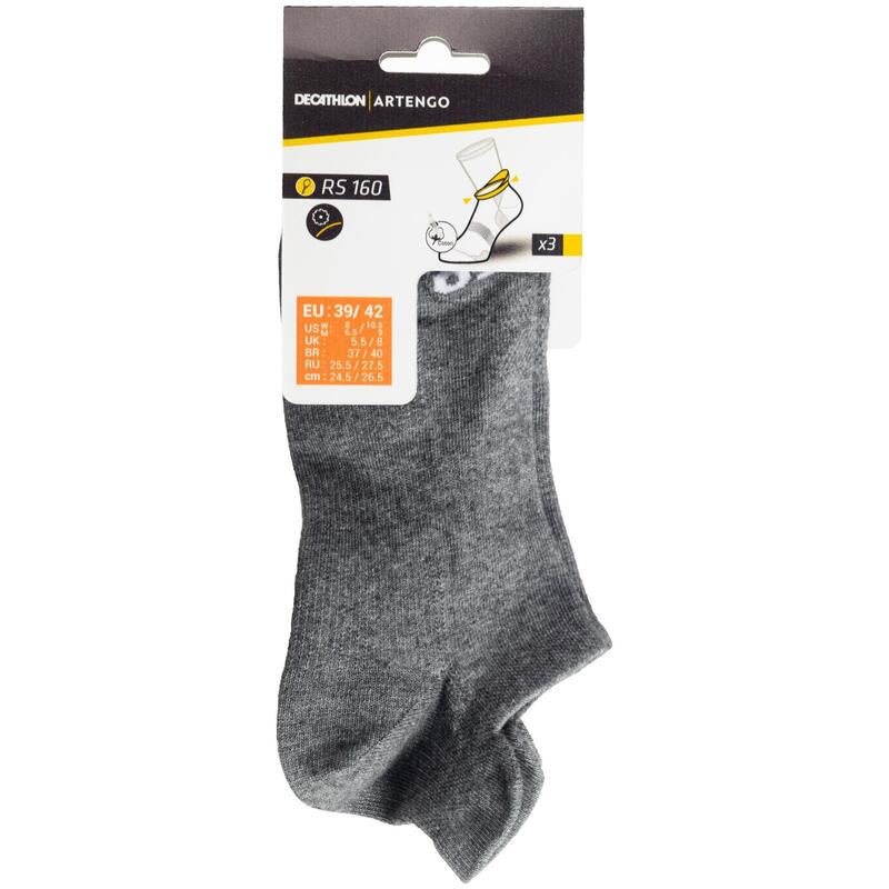 Low Tennis Socks RS 160 Tri-Pack - Grey