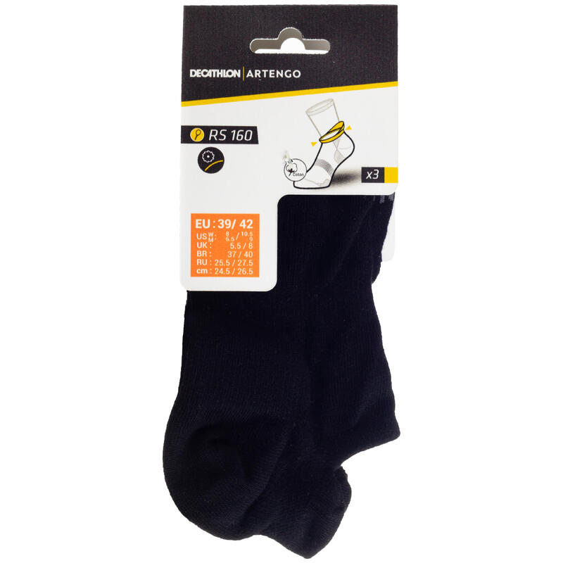 Tenis Çorabı - Kısa Konç - Unisex - 3 Çift - Siyah - RS 160