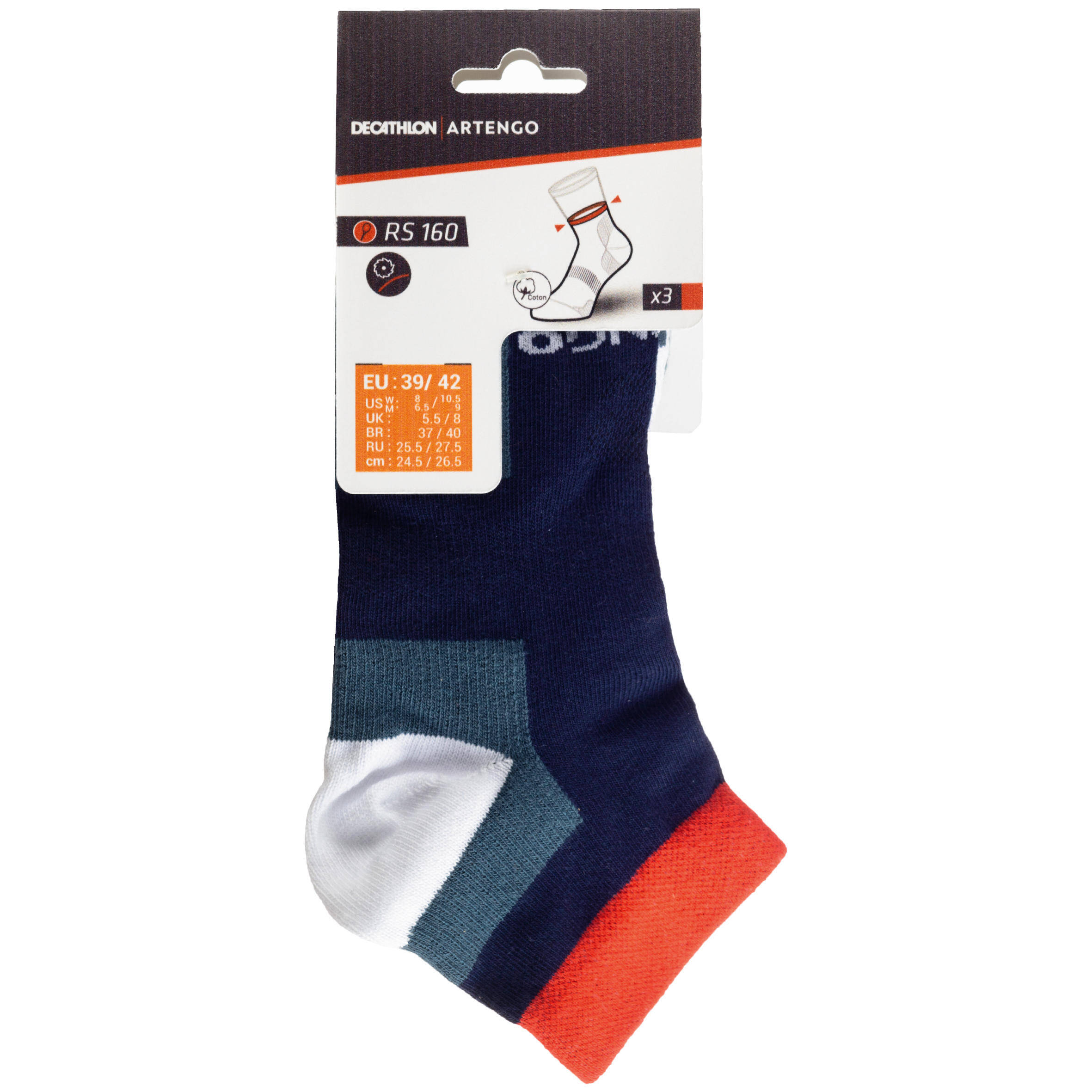 Mid Sport Socks RS 160 Tri-Pack - Grey/White/Red -  2