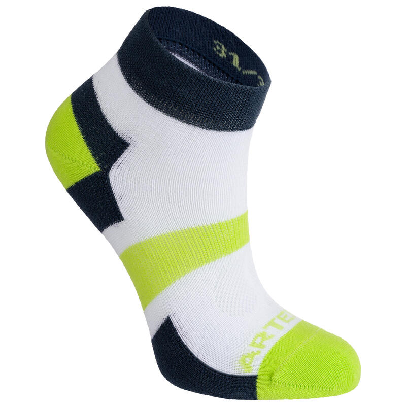 CHAUSSETTES DE SPORT ENFANT MI-HAUTES ARTENGO RS 160 GRIS BLANC JAUNE LOT DE 3