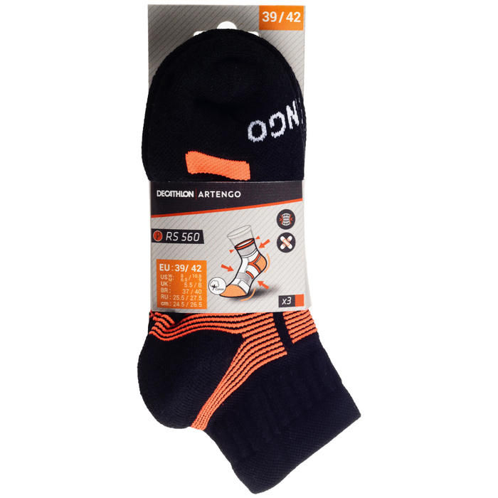 Chaussettes De Sport Mi Hautes Artengo Rs 560 Noir Orange Lot De 3 Artengo Decathlon
