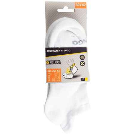 Calcetines cortos de tenis Pack de 3 Artengo RS 500 blanco