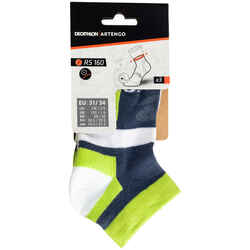 RS 160 Kids' Mid-Cut Sport Socks Tri-Pack - Grey/White/Yellow