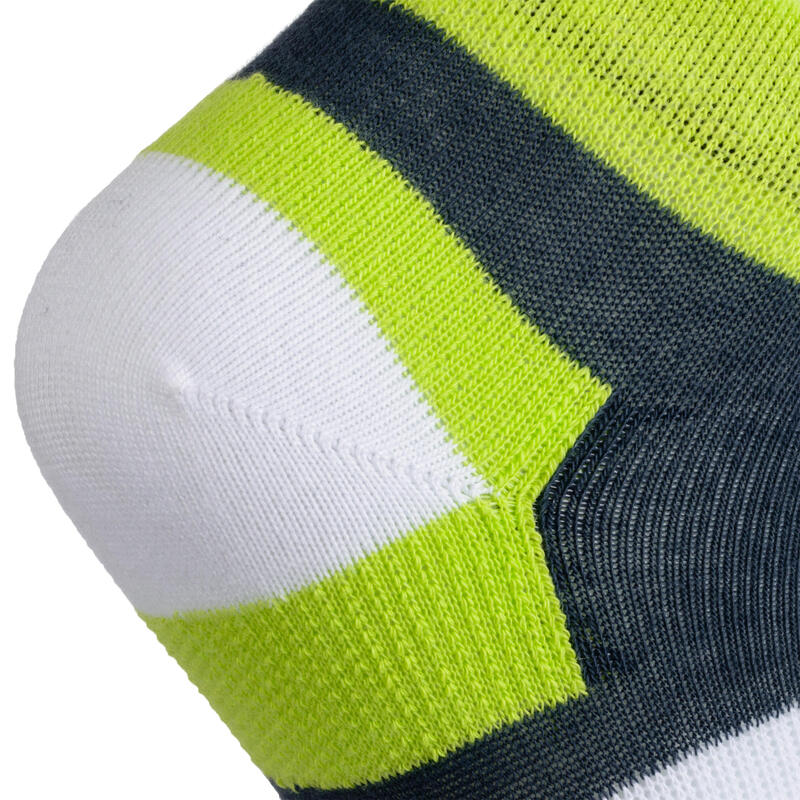 CHAUSSETTES DE SPORT ENFANT MI-HAUTES ARTENGO RS 160 GRIS BLANC JAUNE LOT DE 3