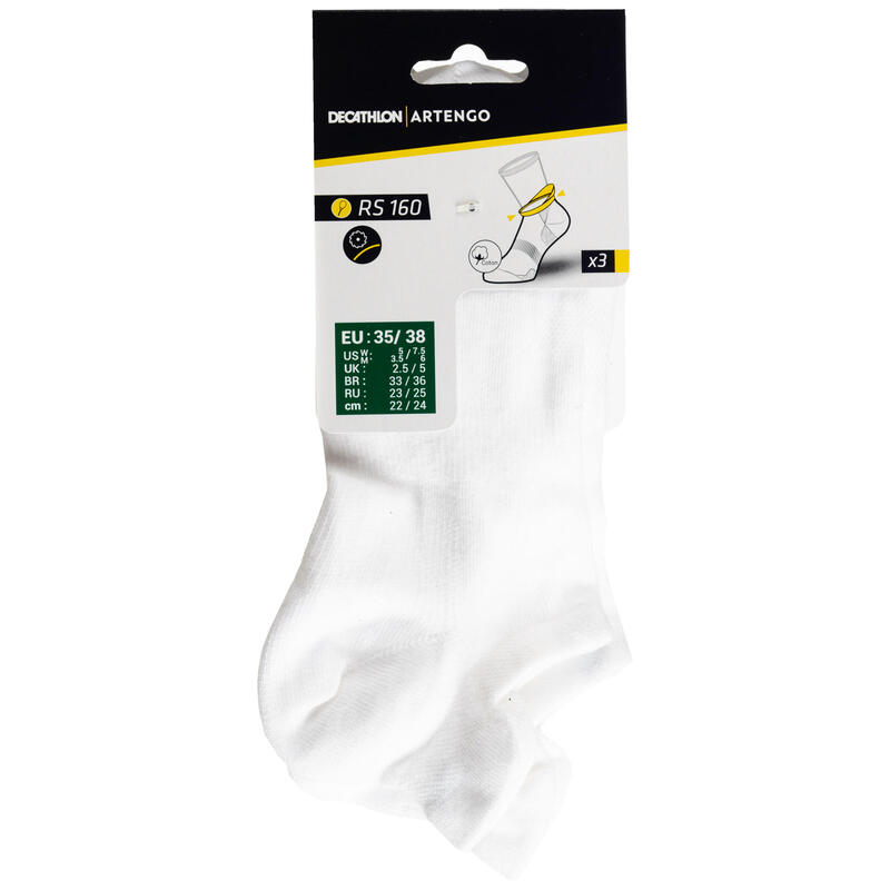 Low Tennis Socks RS 160 Tri-Pack - White