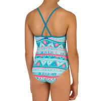 Haloa Girls' One-Piece Cross Back Swimsuit - Geo Blue