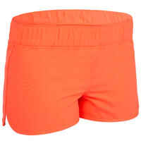 Kina Girls' Short Boardshorts with Elasticated Waistband - Neon Coral