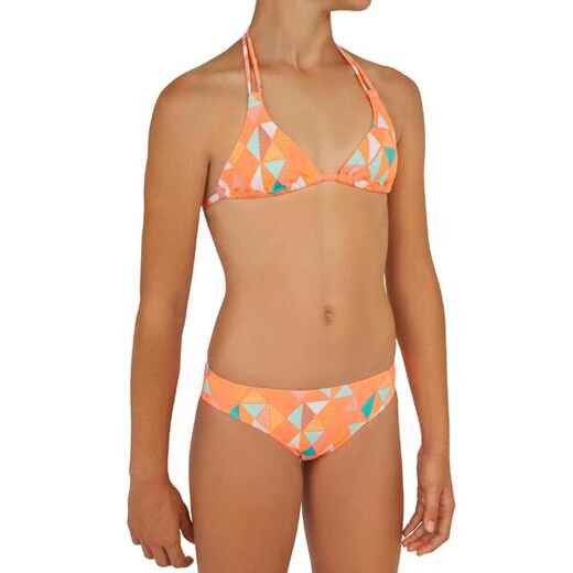 
      Taloo Valou Girls' Two-Piece Surfing Triangle Bikini Swimsuit - Coral Pink
  