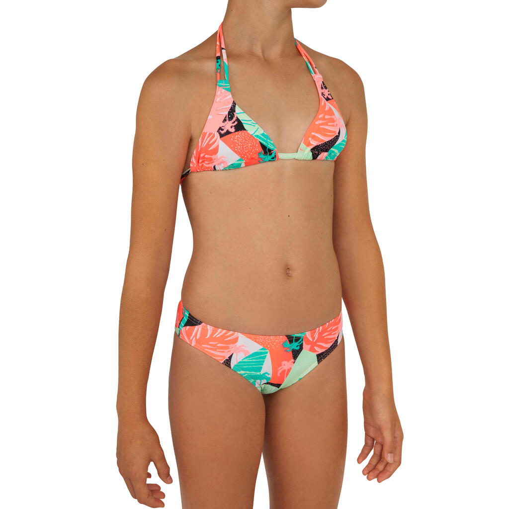 Bikini-Set Triangel Taloo Lilou Origami Surfen Mädchen neon-rosa