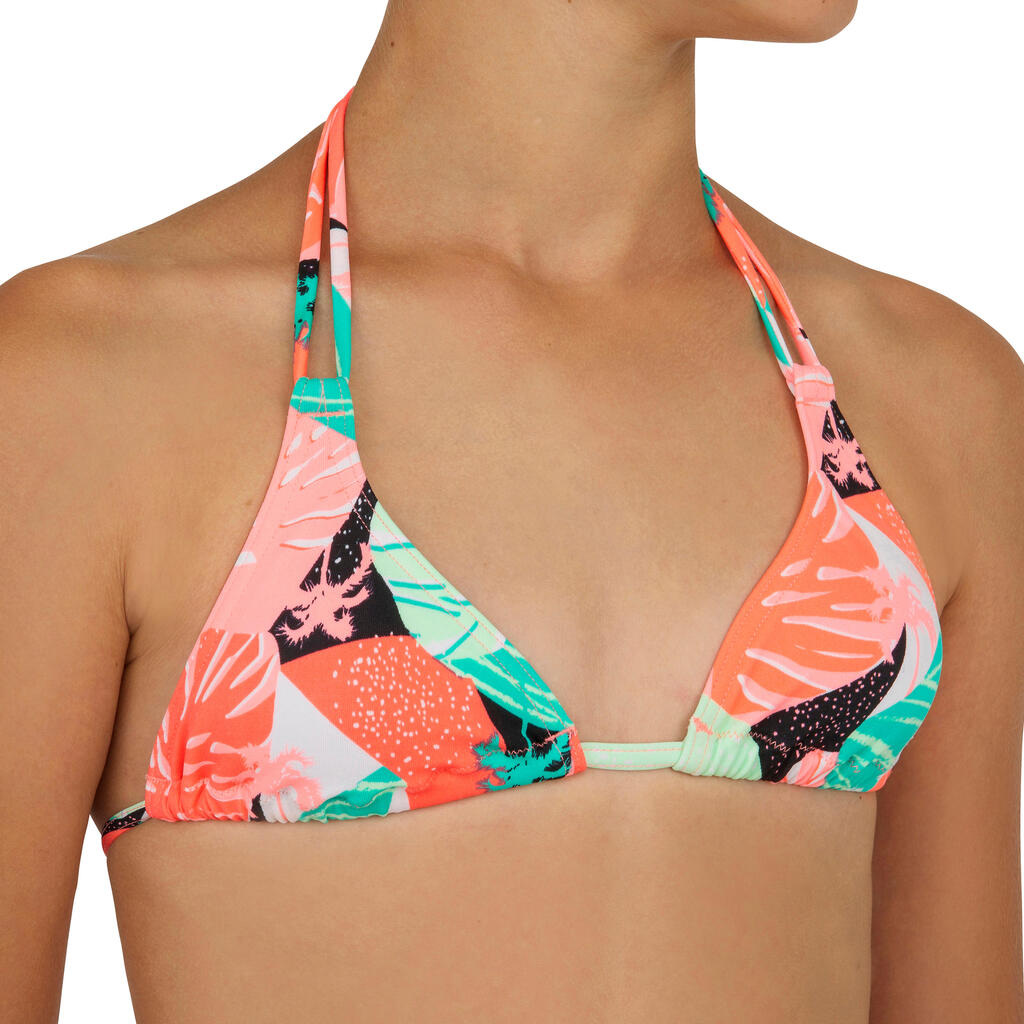 Bikini-Set Triangel Taloo Lilou Origami Surfen Mädchen neon-rosa