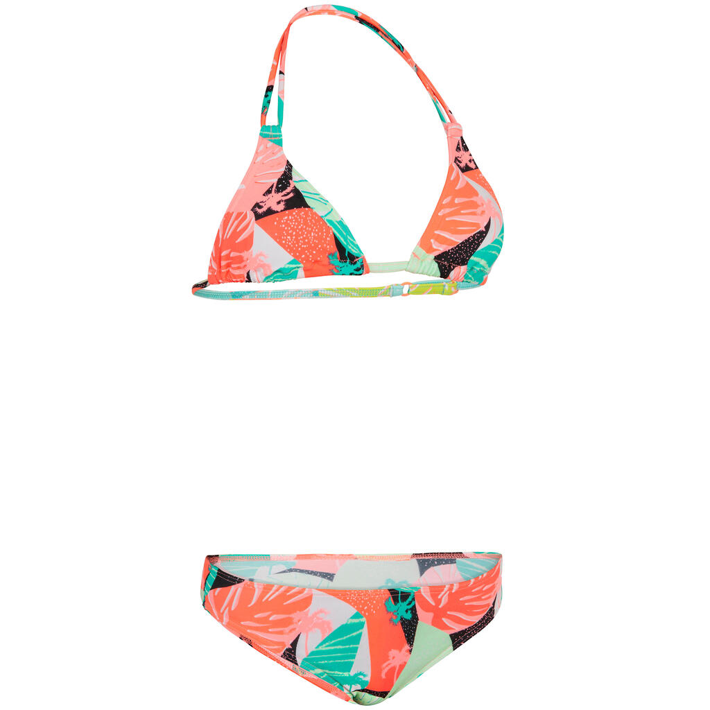Bikini-Set Triangel Taloo Lilou Origami Surfen Mädchen neon-rosa