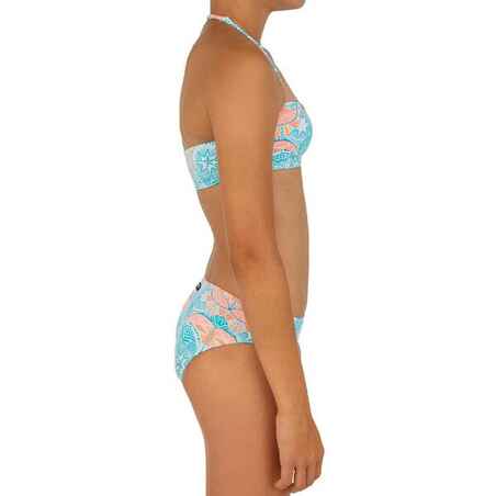 Girl’s two-piece surfing bandeau swimsuit.  LILOO MAORIA WHITE AND BLUE