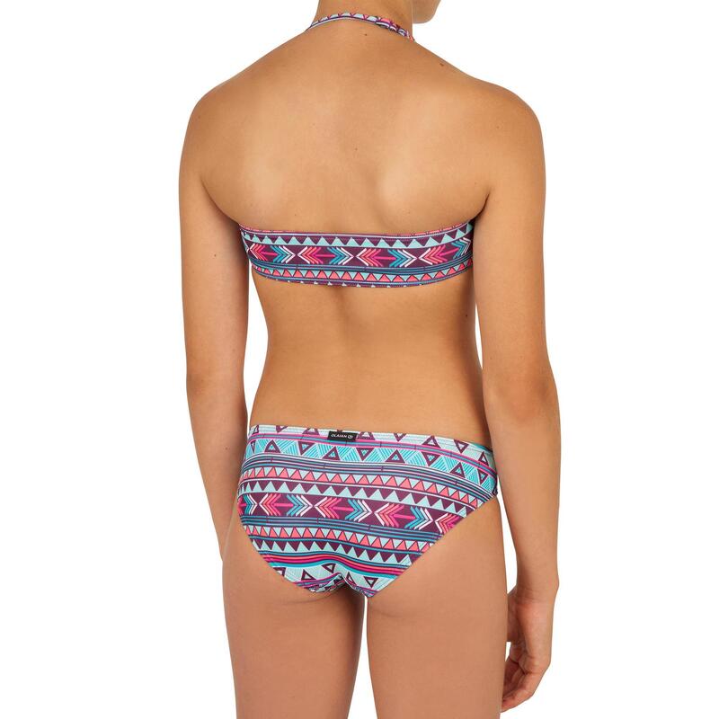 Maillot de bain 2 pièces fille de surf bandeau LILOO SAMOA TURQUOISE