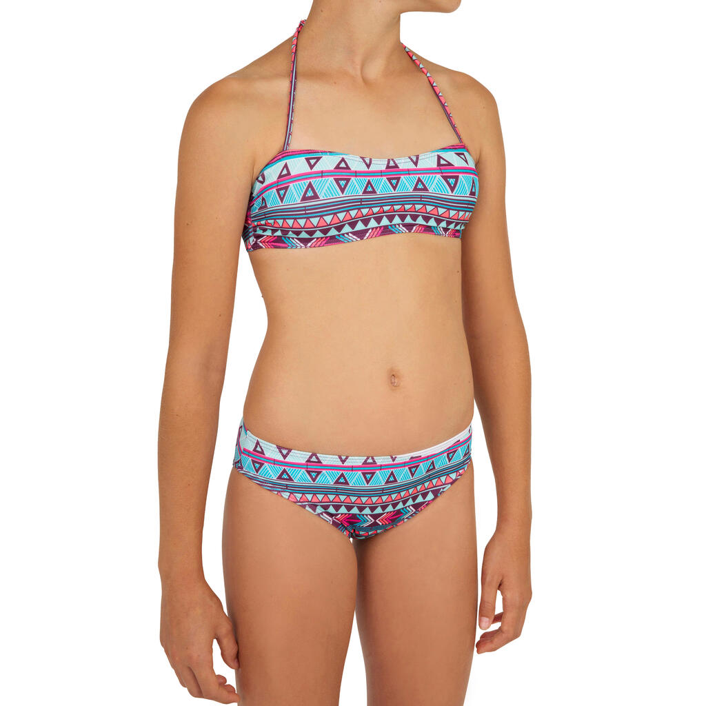 Girls' Surfing 2-Piece Bandeau Swimsuit Liloo Samoa