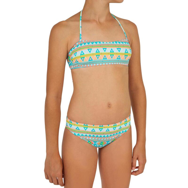 Maillot de bain 2 pièces fille de surf bandeau LILOO SAMOA BLEU