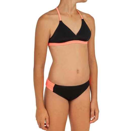 
      Girl's two-piece padded surfing swimsuit BETTY CORAL AND BLACK
  