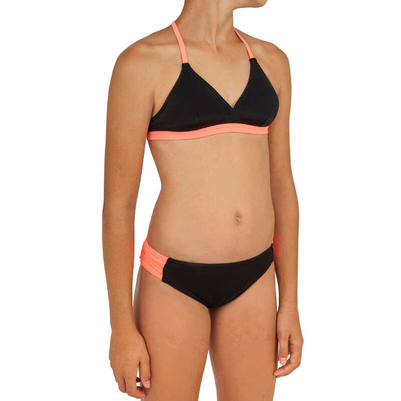 GIRL'S SWIMSUITS Surf - BETTY PAD BLACK AND NEON OLAIAN - Surf Clothing