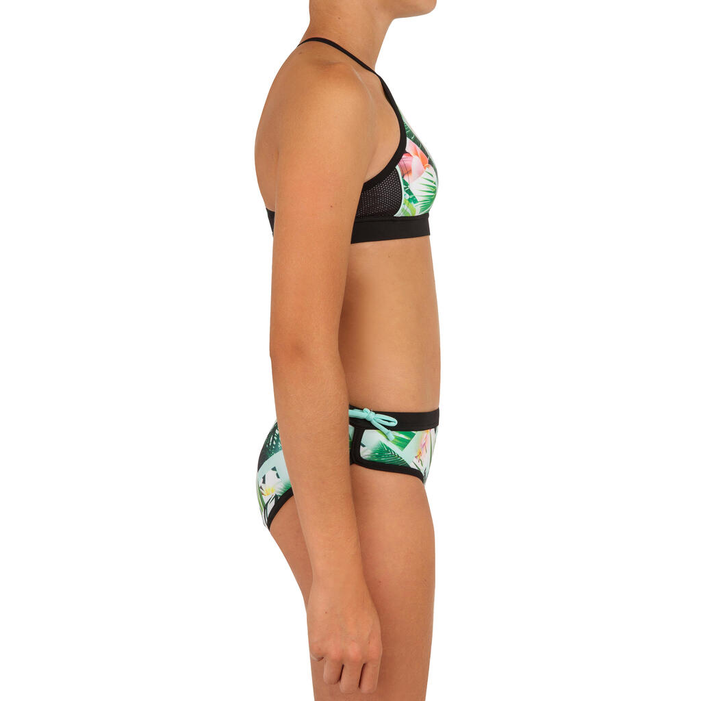 GIRL'S SURF SWIMSUIT CROP TOP BAHA 900 - GREEN