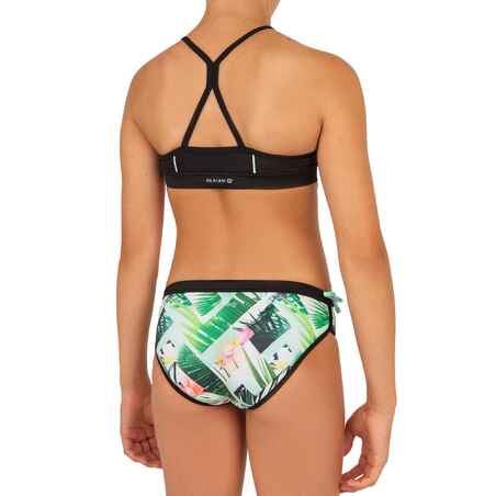 GIRL'S SURF SWIMSUIT CROP TOP BAHA 900 - GREEN