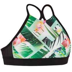 GIRL'S SURF SWIMSUIT CROP TOP BAHA 900 - GREEN