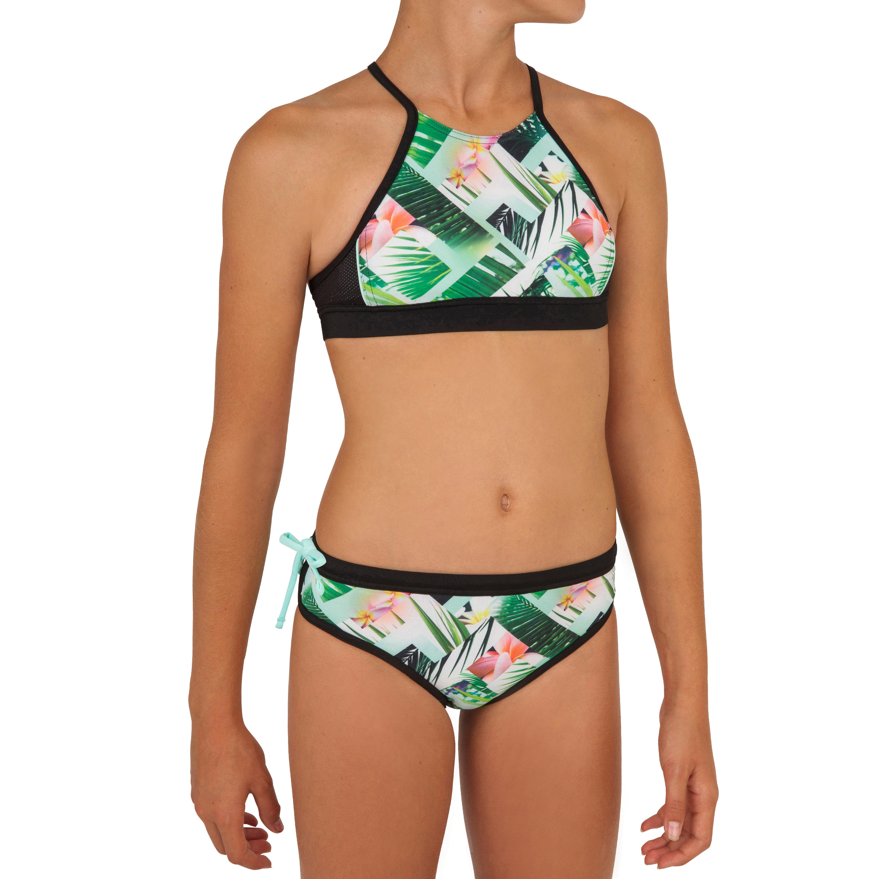 GIRL'S SURF SWIMSUIT TOP BAHA 900 GREEN 